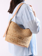 Schoudertas Riviera Uit Gevlochten Jute En Leder Etrier Beige riviera ERIV068M-vue-porte