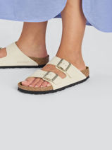 Slippers Arizona Big Buckle Uit Leder Birkenstock Beige women 1026585-vue-porte