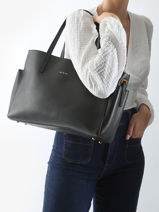 Schoudertas A4 Vintage Leder Nat et nin Zwart vintage DAKOTA-vue-porte