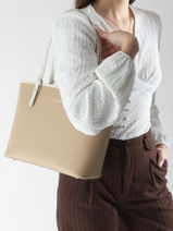 Schoudertas Smooth Leder Lancaster Beige smooth 7-vue-porte