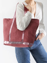 Schoudertas Met Rits L Le Cabas Linnen Vanessa bruno Roze cabas lin 31V40409-vue-porte