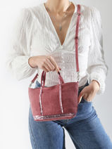 Cross Body Tas Baby Cabas Linnen Vanessa bruno Roze cabas lin 31V40410-vue-porte