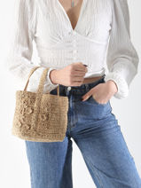 Xs Handtas Raffia Fleuri Vanessa bruno Beige cabas raphia 25V40410-vue-porte