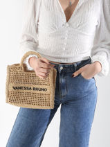 Kleine Handtas Raffia Vanessa bruno Beige cabas raphia 60V40884-vue-porte