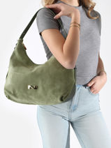 Schoudertas Carrie Sude Leder Nathan baume Groen vogue 1-vue-porte