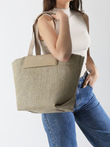 Schoudertas Ck Raffia Raphia Calvin klein jeans Beige ck raffia K613174-vue-porte