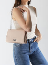 Cross Body Tas Ck Chain Gerecycleerd Polyester Calvin klein jeans Roze ck chain K612810-vue-porte
