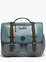 Boekentas 3 Compartimenten Cameleon Blauw vintage north PBVWCA41