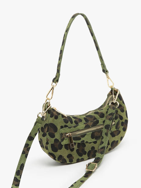 Schoudertas Velvet Leopardo Leder Milano Groen velvet leopardo VL24061 ander zicht 2