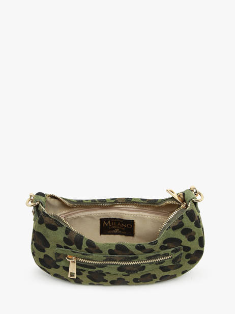 Schoudertas Velvet Leopardo Leder Milano Groen velvet leopardo VL24061 ander zicht 3