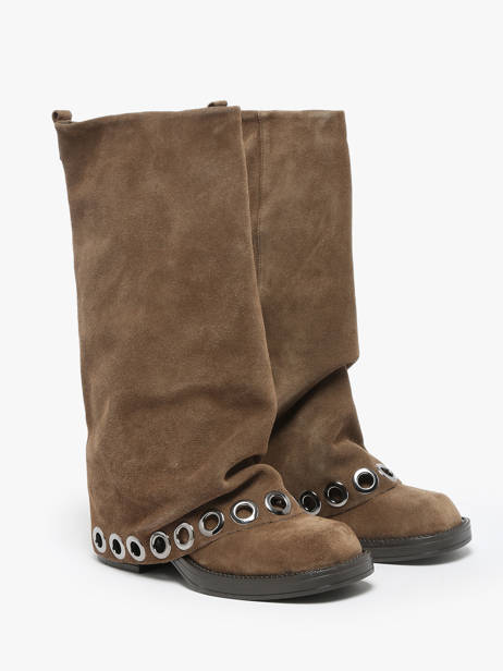 Laarzen Uit Leder NÂ°6 Beige women GE5 ander zicht 2