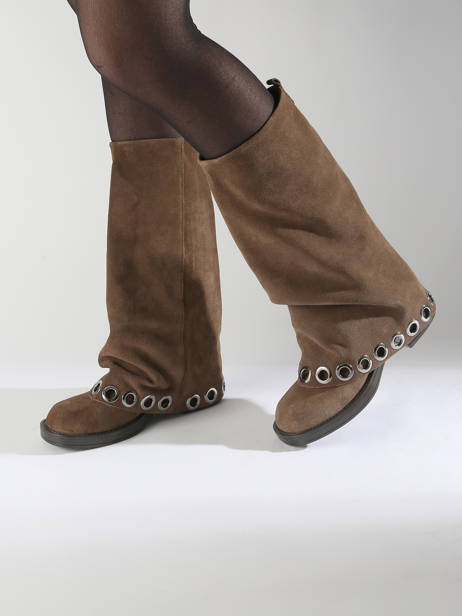 Laarzen Uit Leder NÂ°6 Beige women GE5 ander zicht 1