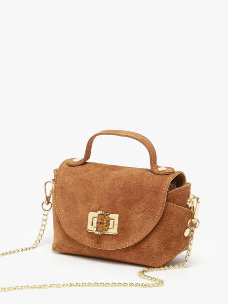 Cross Body Tas Velvet Leder Milano Bruin velvet VE24117 ander zicht 2