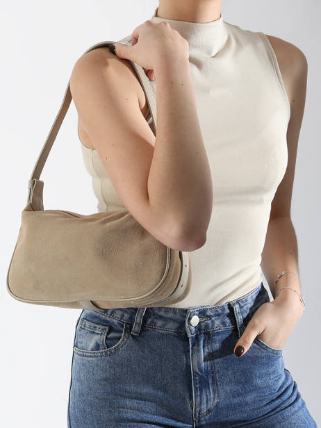 Schoudertas /cross Body Velvet Caviar Leder Milano Beige velvet caviar VC24113 ander zicht 1