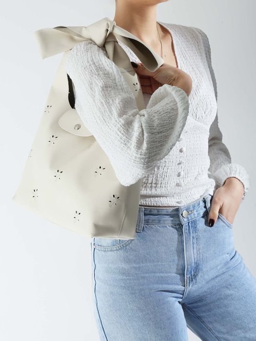 Longchamp Le pliage broderie anglaise Longchamp Wit
