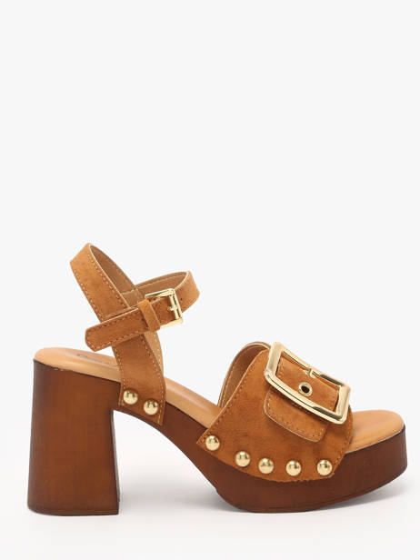 Sandalen Met Hak Sagonne Uit Leder Coco abricot Bruin women V3123C