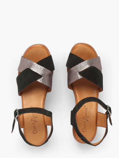 Sandalen Met Hak Musieges Uit Leder Coco abricot Zwart women V3081P ander zicht 3