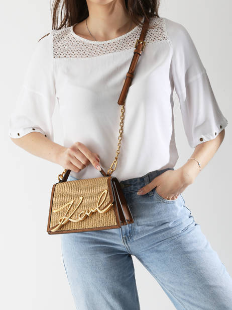 Cross Body Tas K Signature Raphia Karl lagerfeld Beige k signature A2W30009 ander zicht 1