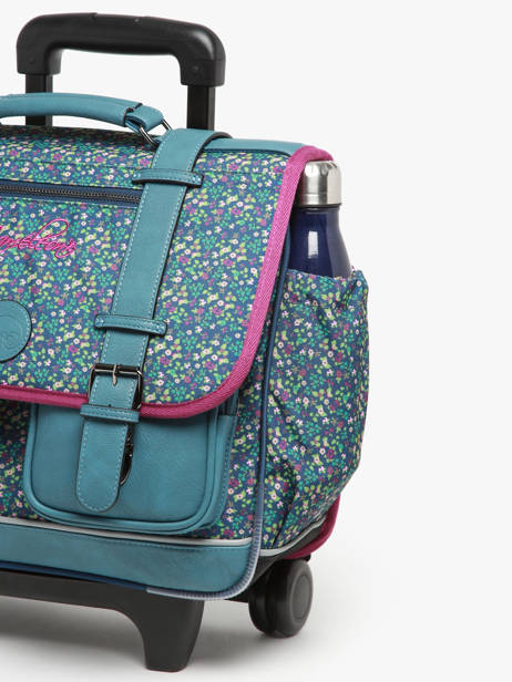 Boekentas Op Wieltjes 2 Compartimenten Cameleon Blauw vintage fantasy PBVGCR38 ander zicht 6
