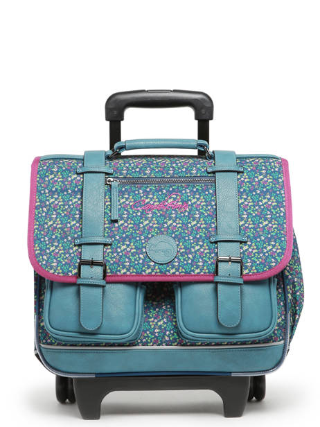 Boekentas Op Wieltjes 2 Compartimenten Cameleon Blauw vintage fantasy PBVGCR38 ander zicht 7