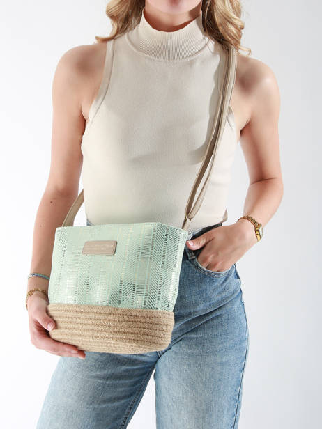 Cross Body Tas IrisÃ© Raffia Le voyage en panier Blauw guimauve PM289 ander zicht 1