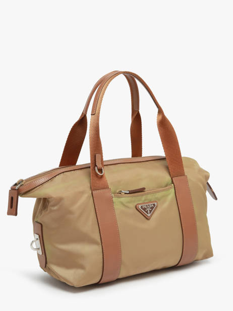 Preloved Tessuto Handtas Leder En Nylon Prada Beige second life 1210372 ander zicht 4