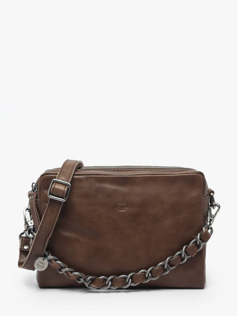 Cross Body Tas Vintage Leder Mila louise Bruin vintage 23673LC
