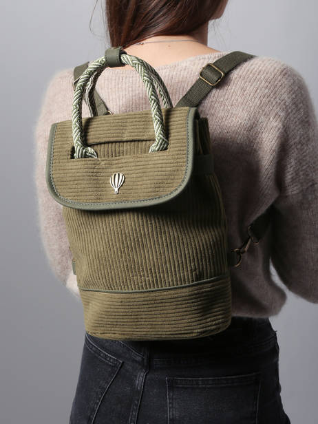 Rugzak Le voyage en panier Groen velours AHP241 ander zicht 1