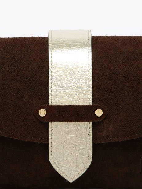 Cross Body Tas M Agnes Rundsleer Met Suède Finish Etrier Bruin agnes EAGV205M ander zicht 4