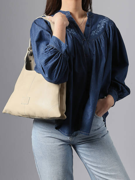 Schoudertas Seam Leder Basilic pepper Beige seam BSEA05 ander zicht 1